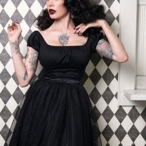 Pinup Couture SMALL Peasant Black Top